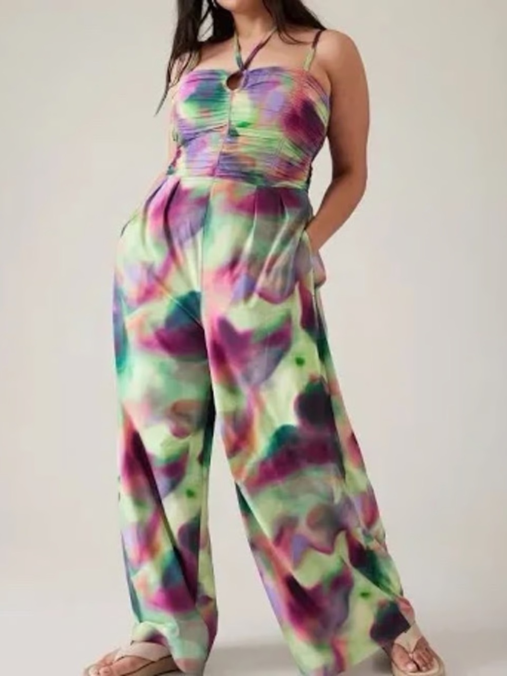 Athleta Alicia Keys Women’s Multicolor Wide-Leg Jumpsuit NWT 10 - Picture 3 of 6